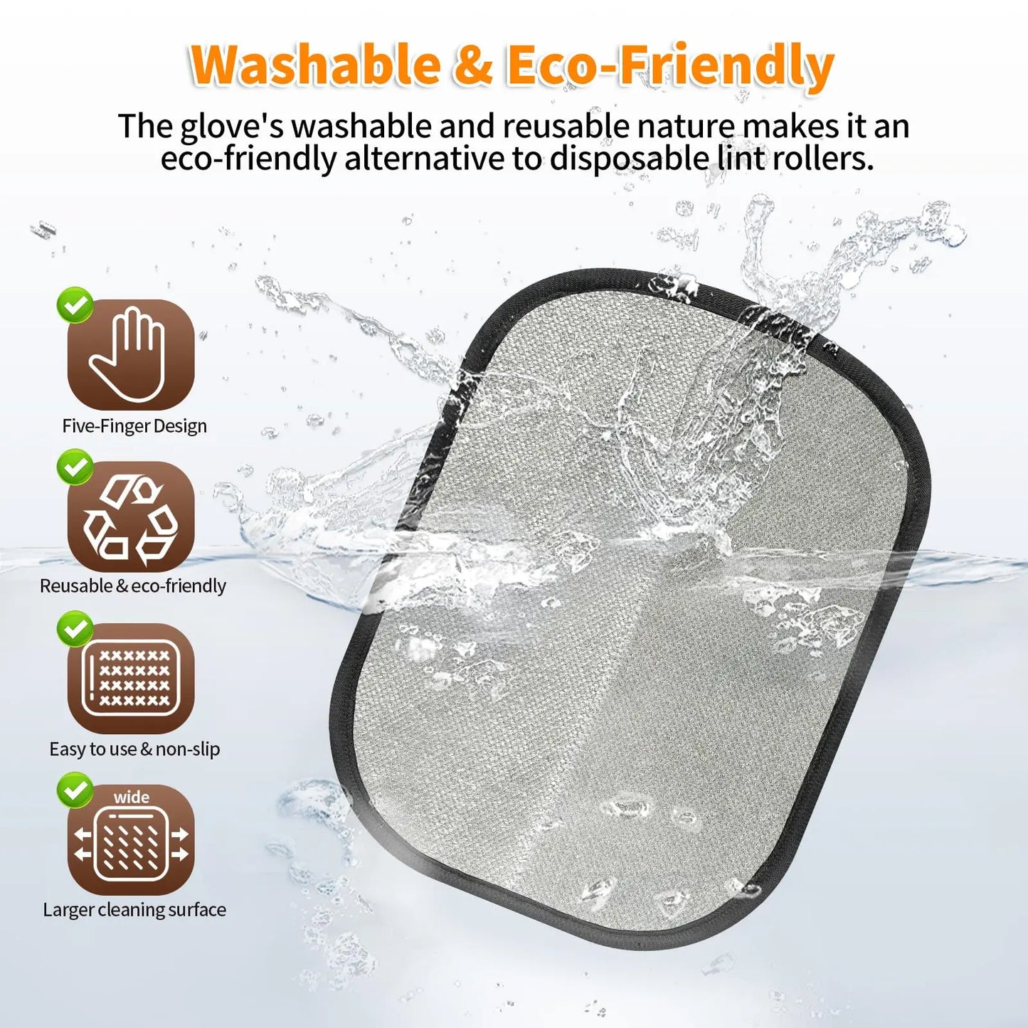 Upcleen Upgraded Five-Finger Electrostatic Pet Hair Removal Gloves - Reusable and Effective Pet Hair Remover